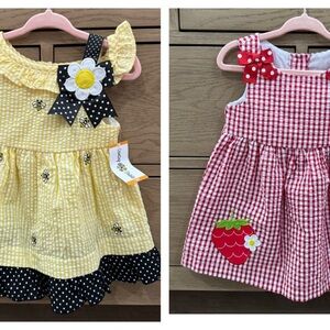 Yellow and Red Gingham Baby Dresses Size 12m NWT